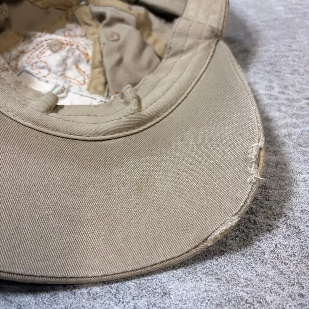 Tan Y2k Embellished Distressed Cap